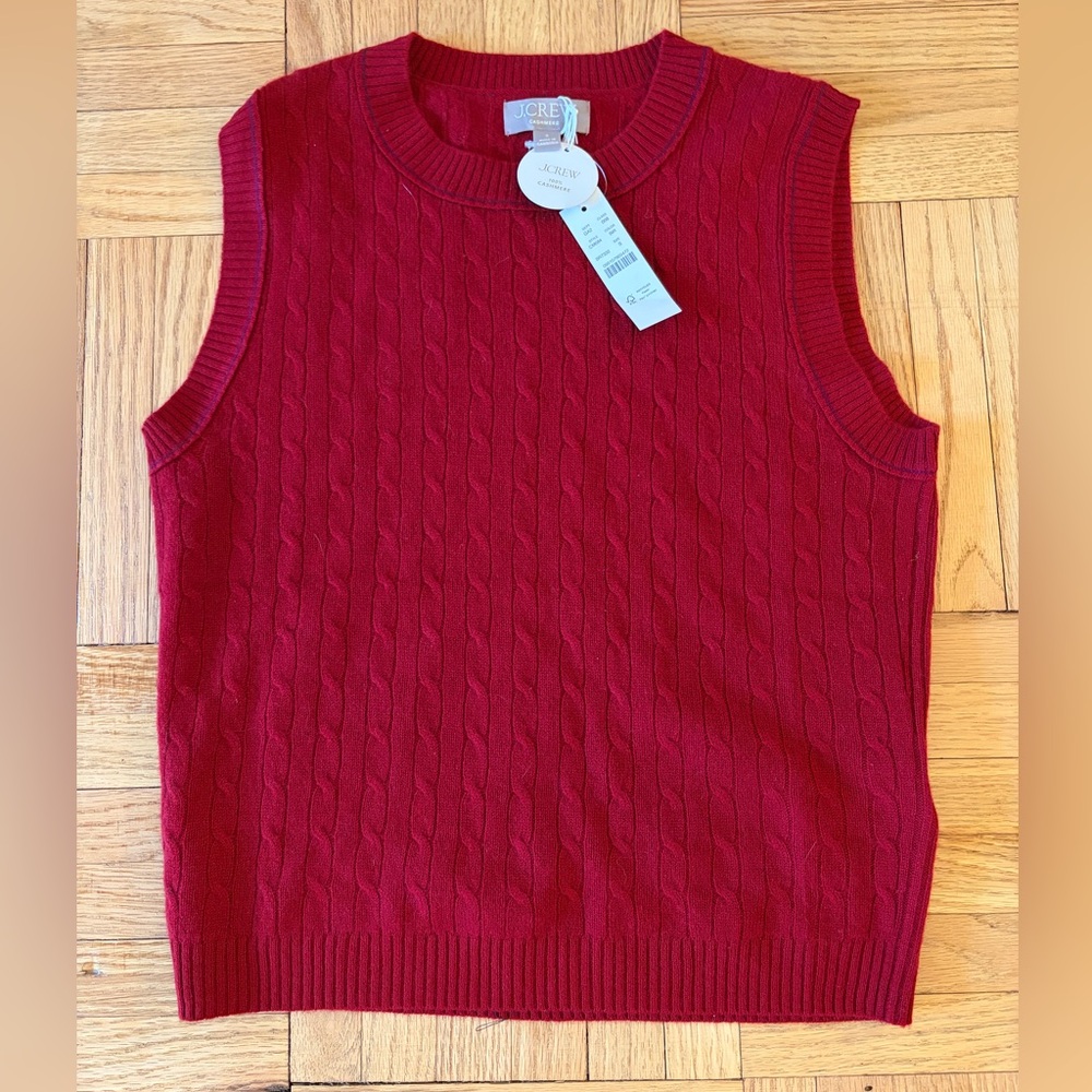 J Crew 100% Cashmere Cable Knit Sweater Vest